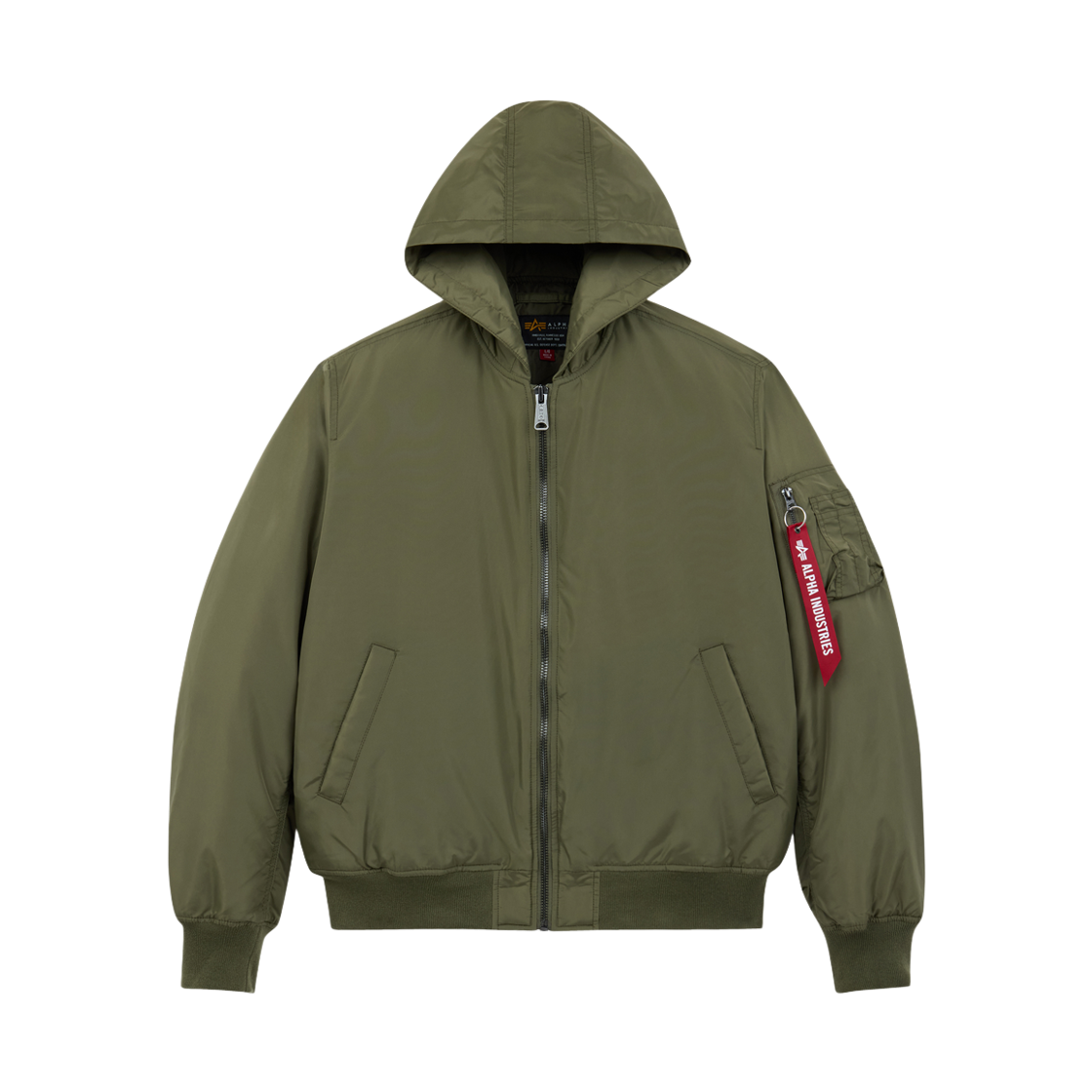 알파 인더스트리 MA-1 후디드 옥스포드 플라이트 자켓 OG-107 그린(ALPHA INDUSTRIES Ma-1 Hooded Oxford Flight Jacket Og-107 Green)