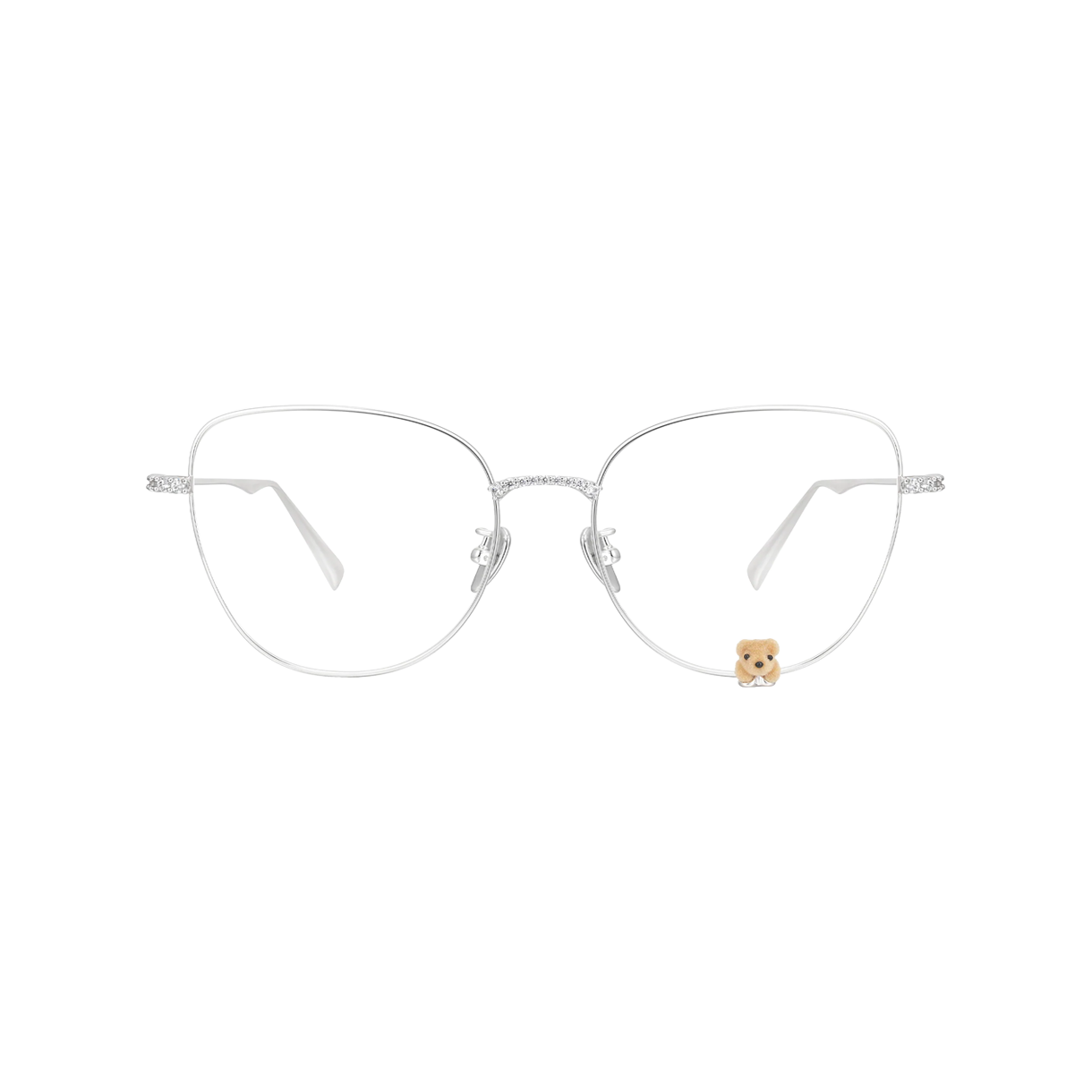 KW6BGLBYV17SV Yvmin Flocked Bear Decorated Glasses Silver - 26SS