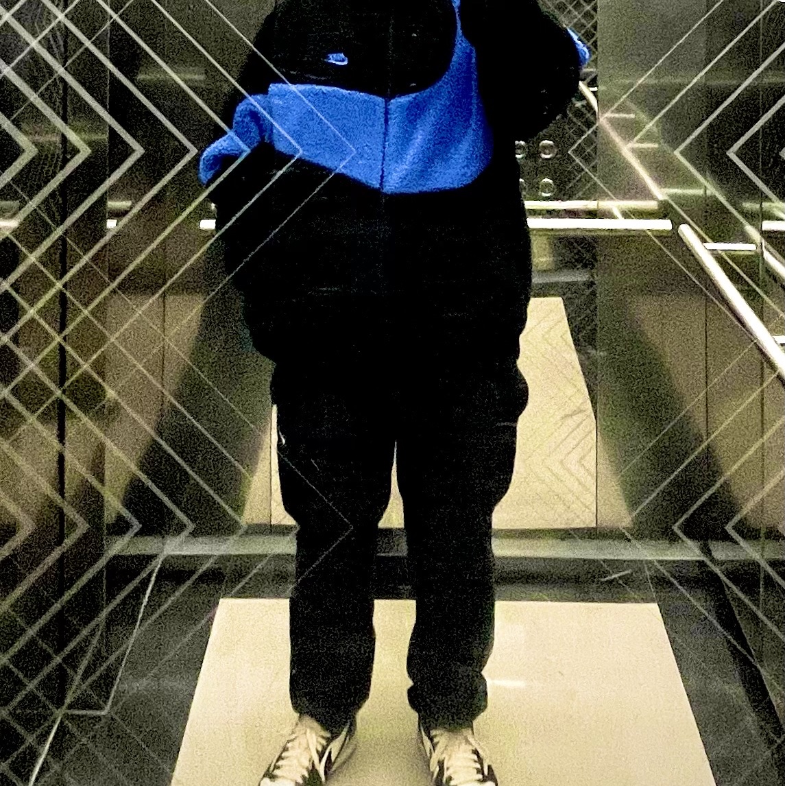 Nike Big Swoosh Full Zip Jacket Black Game Royal, Nike NRG Solo Swoosh Fleece Pants Black White - Asia 착용 스타일