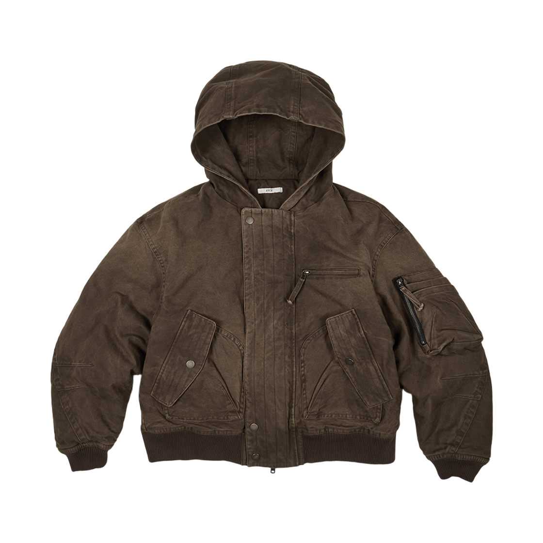 이티씨이 워시드 후드 플랩 봄버 브라운(ETCE Washed Hood Flap Bomber Brown)