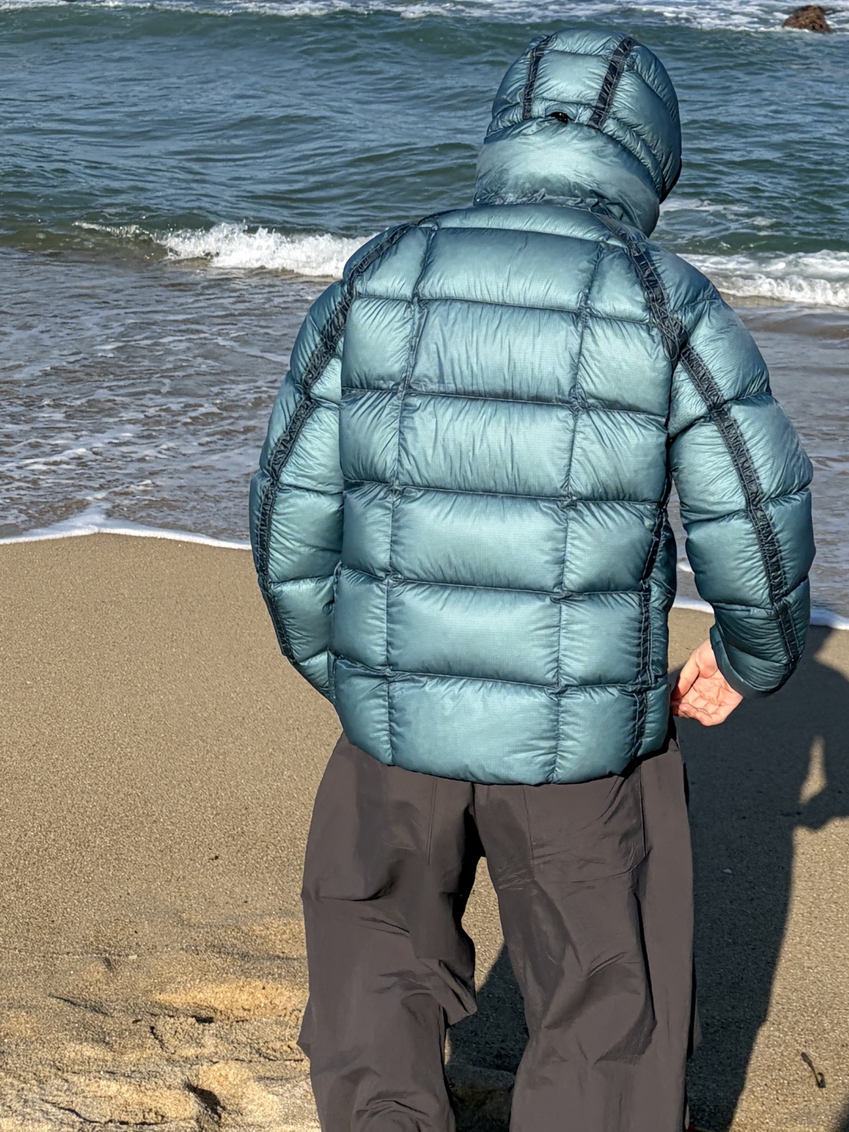 C.P. Company D.D. Shell Hooded Down Jacket Aegean Blue Light Blue - 25FW 착용 스타일 - 2