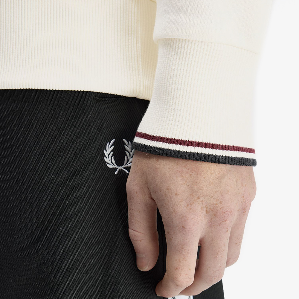 프레드페리 크루넥 스웻셔츠 에크루 옥스블러드 그래스루츠(Fred Perry Crew Neck Sweatshirt Ecru Oxblood Grassroots) - 5