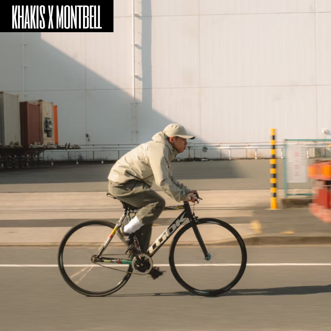 Montbell x Khakis SE Storm Cruiser Jacket Mist Grey, Montbell x Khakis SE Rain Cap Mist Grey 착용 스타일 - 2