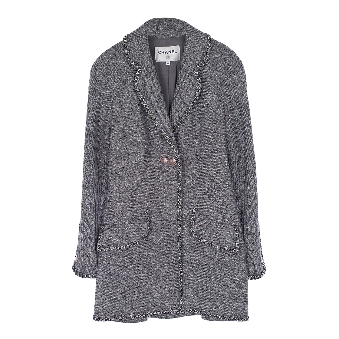 ITBW96PHIL97 Chanel 20C Glitter Jacket 38 Gray (6ET0331)