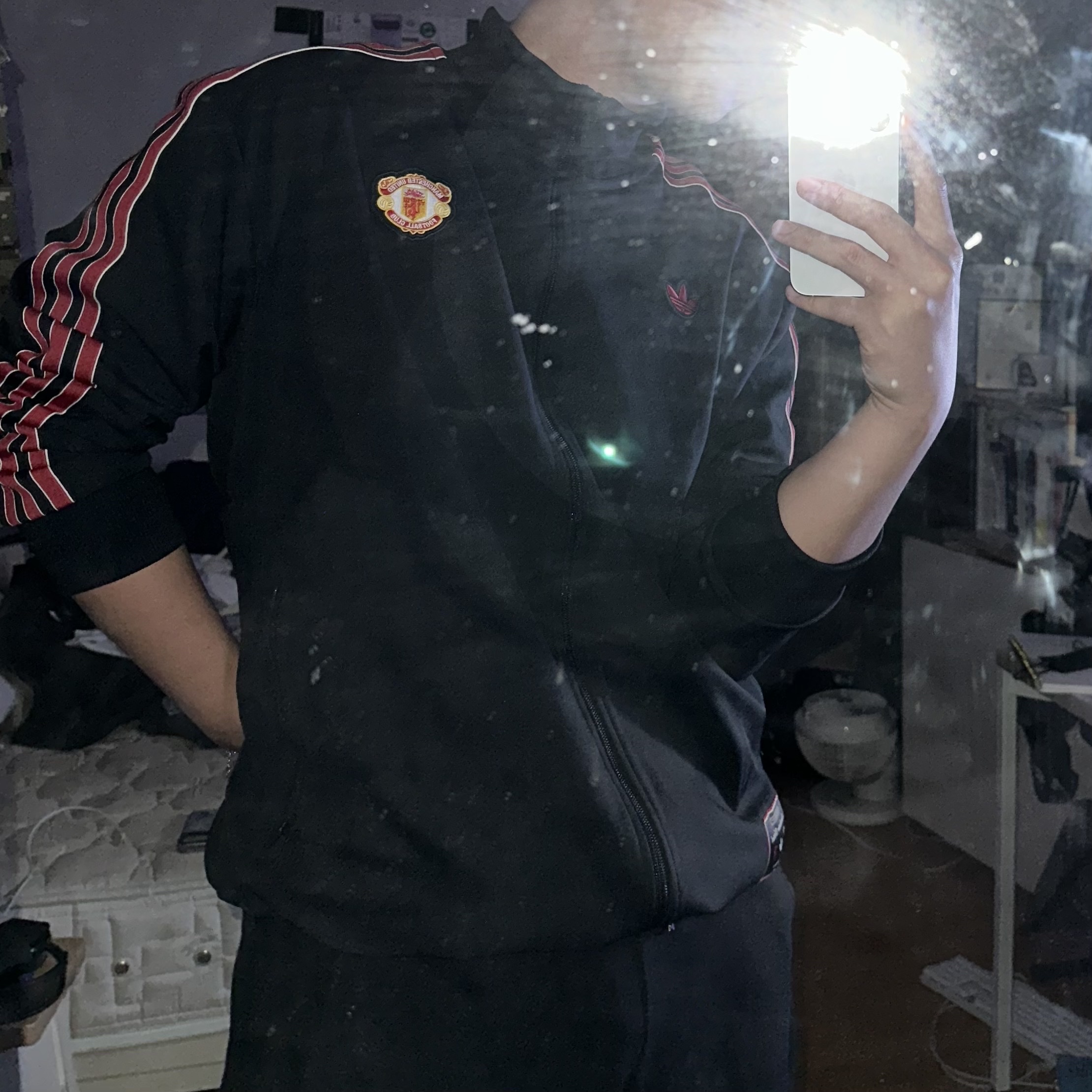 Adidas Manchester United Terrace Icon Track Top Black - KR Sizing 착용 스타일 - 7
