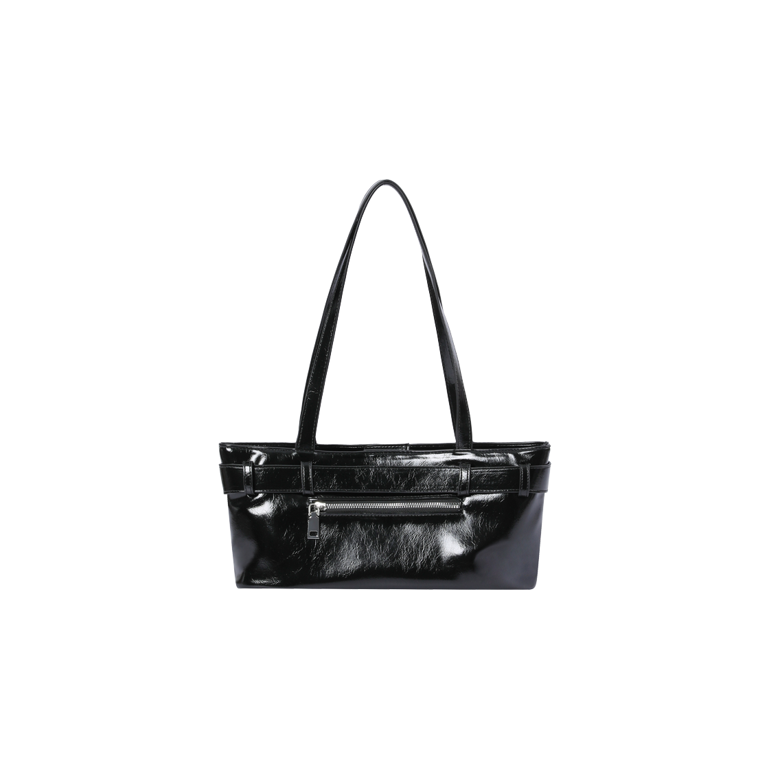 무센트 센틱 메탈 로고 프론트 벨티드 레더 숄더백 남녀공용 블랙(MUCENT Sentic Metal Logo Front Belted Leather Shoulder Bag Unisex Black) - 2