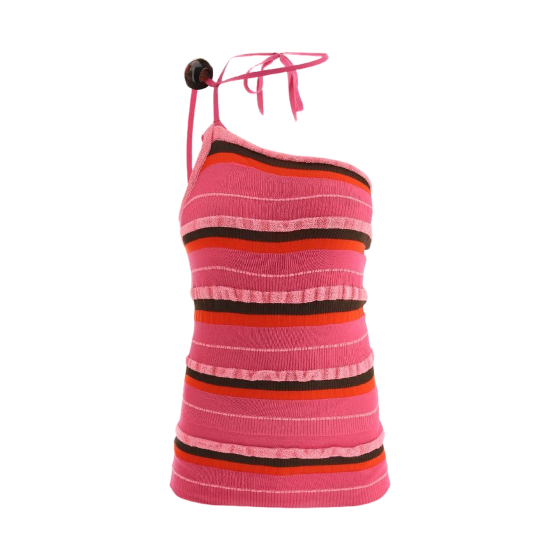 (W) 자크뮈스 라 마이유 콘차 어시메트릭 비드 니트 탑 다크 핑크