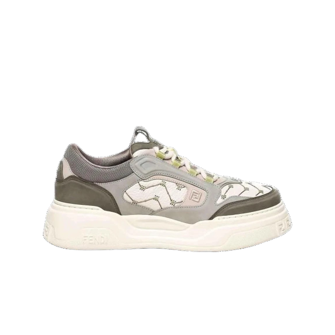 7E1728 AU21 F1RSW 25S [15% 쿠폰] Fendi Force Leather Nubuck Low-Top Sneakers Green