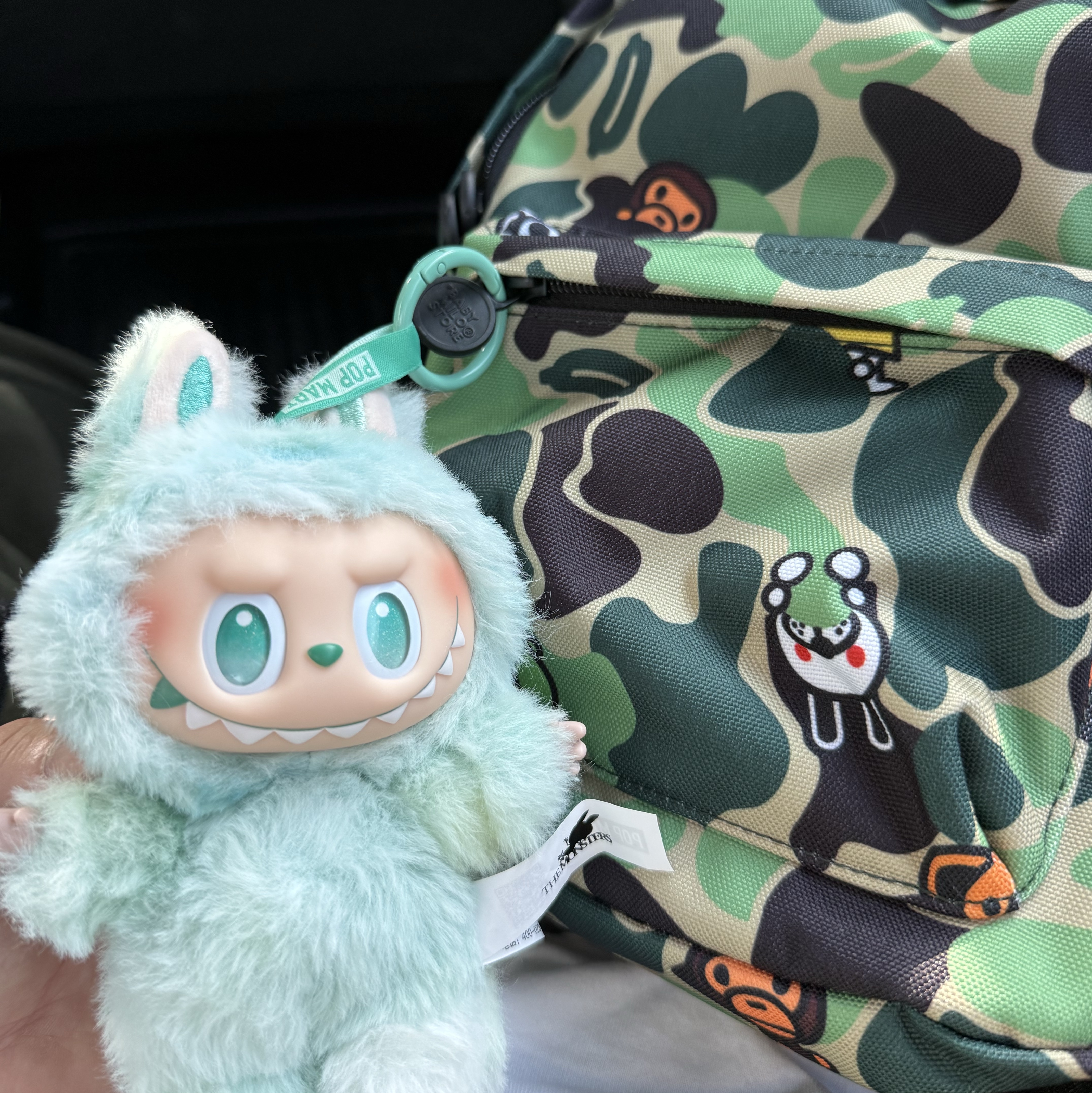 Pop Mart Labubu The Monsters Highlight Series Serenity Keyring (Opened Case), BAPE Baby Milo Mini Backpack Green 착용 스타일