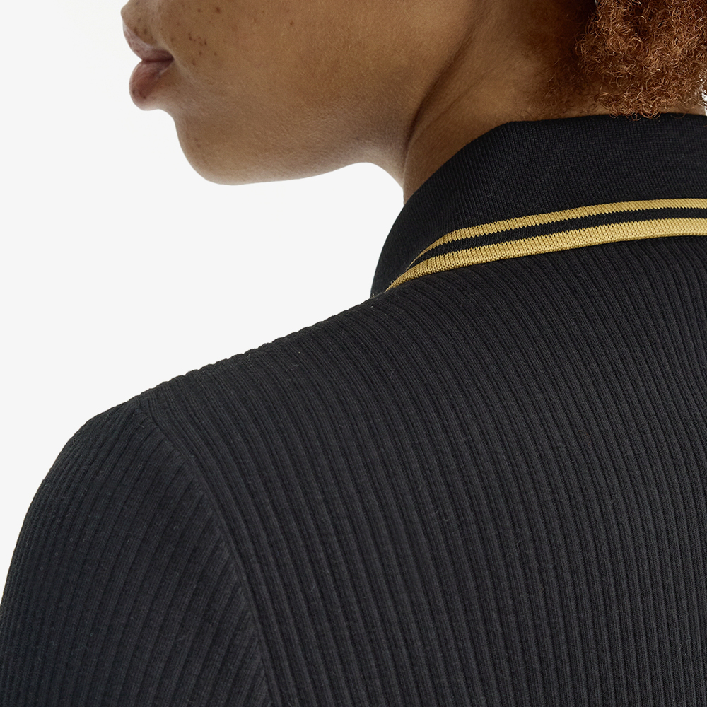 프레드페리 우먼즈 버튼스루 립 폴로 셔츠 블랙(Fred Perry Button-Through Rib Polo Shirt Black) - 4