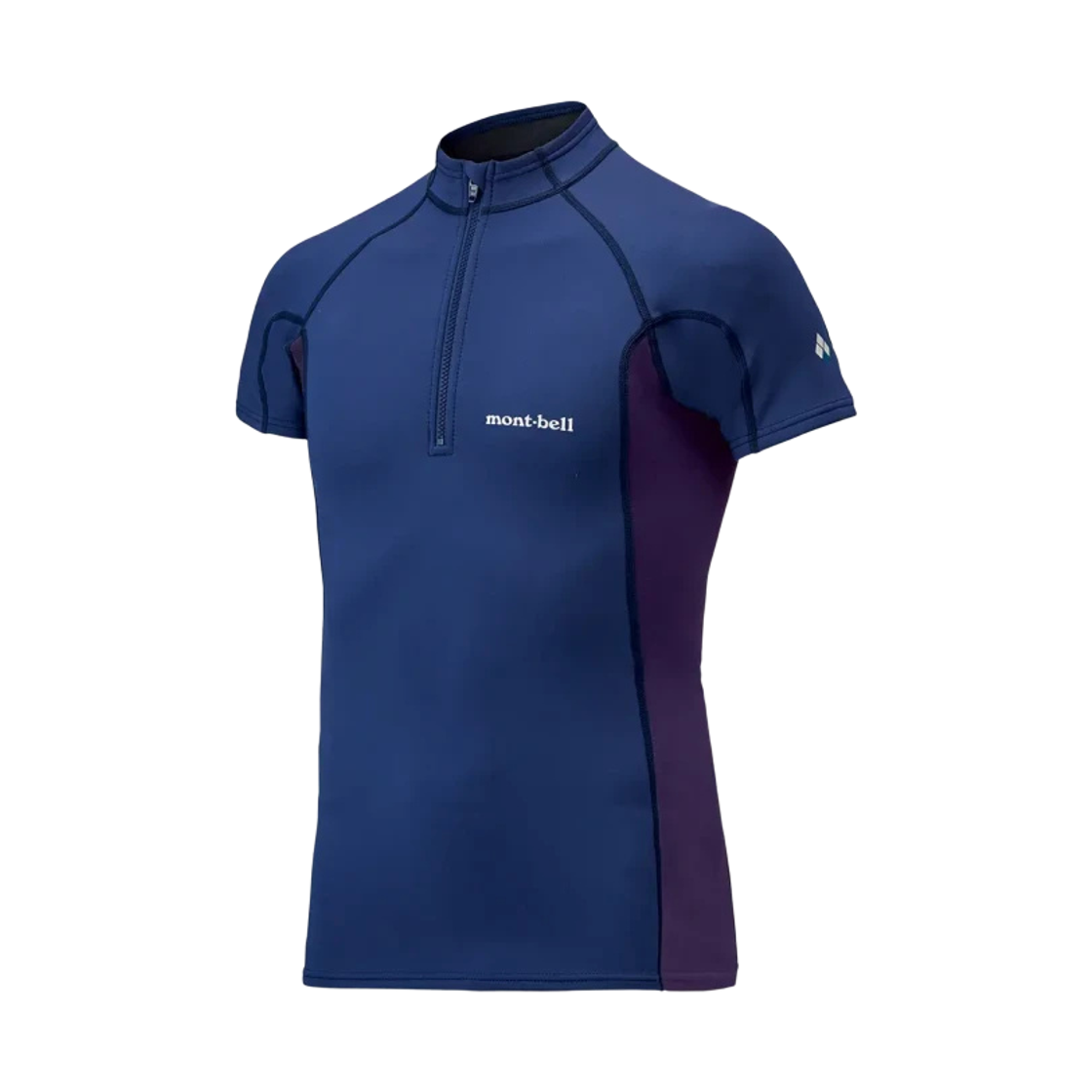 1127399 Montbell Light Climaprene Short Sleeve Zip Shirt Royal Blue