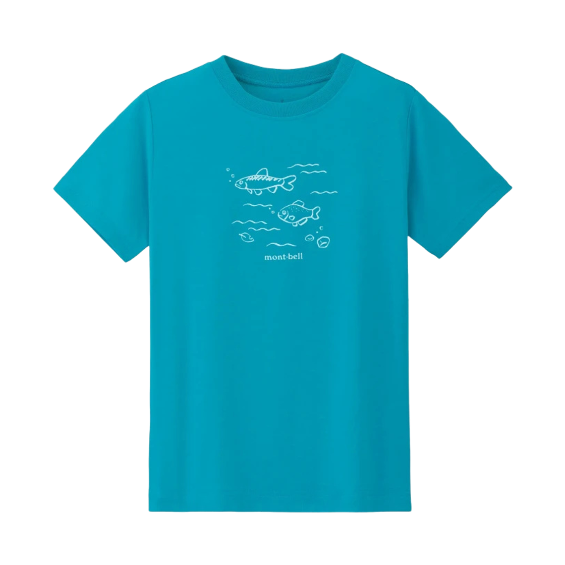 2104877 (Kids) Montbell Fish Cotton T-Shirt Turquoise