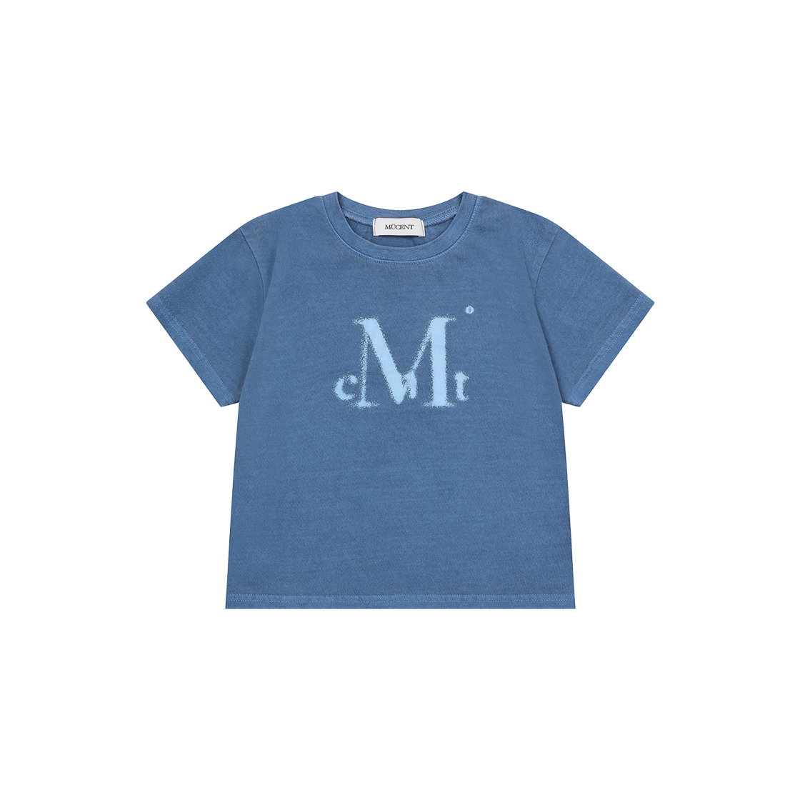 무센트 보니 스프레이 로고 피그먼트 반팔 티 피그먼트 블루(MUCENT Bonnie Spray Logo Pigment Half T Pigment Blue)