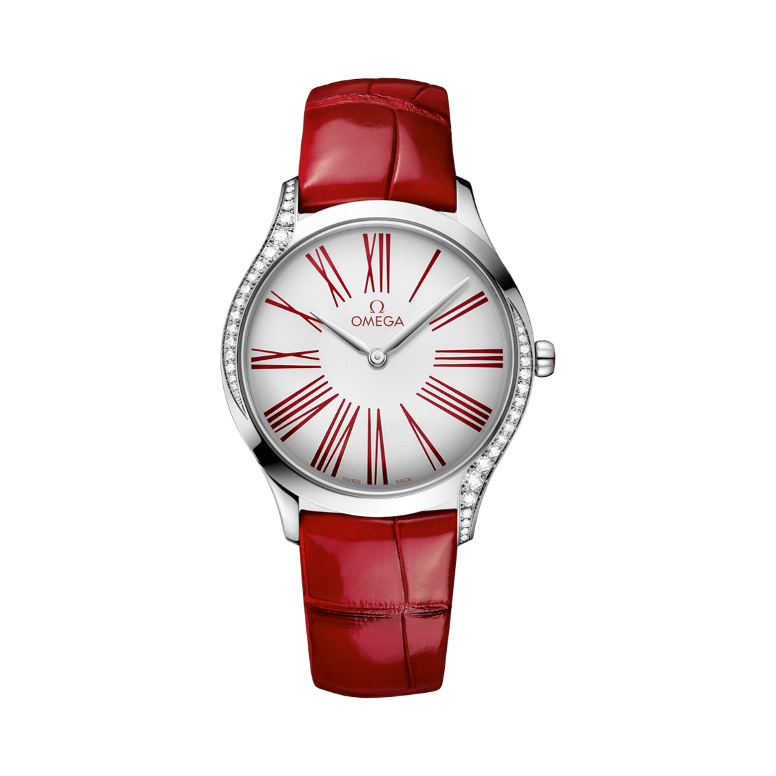 42818366004002 (W) Omega De Ville Tresor Quartz 36mm Steel Leather Strap White Diamond