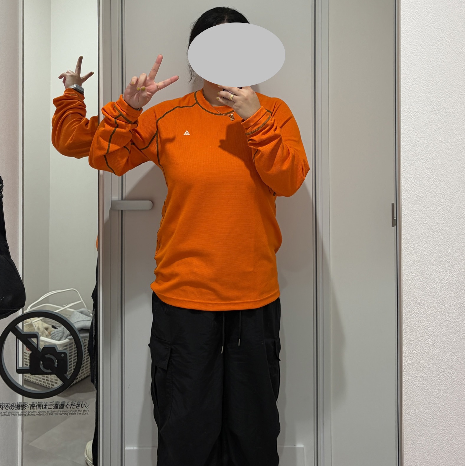 Nike ACG Chinati Dri-Fit ADV Long Sleeve Top Safety Orange Mosswood Brown - Asia 착용 스타일