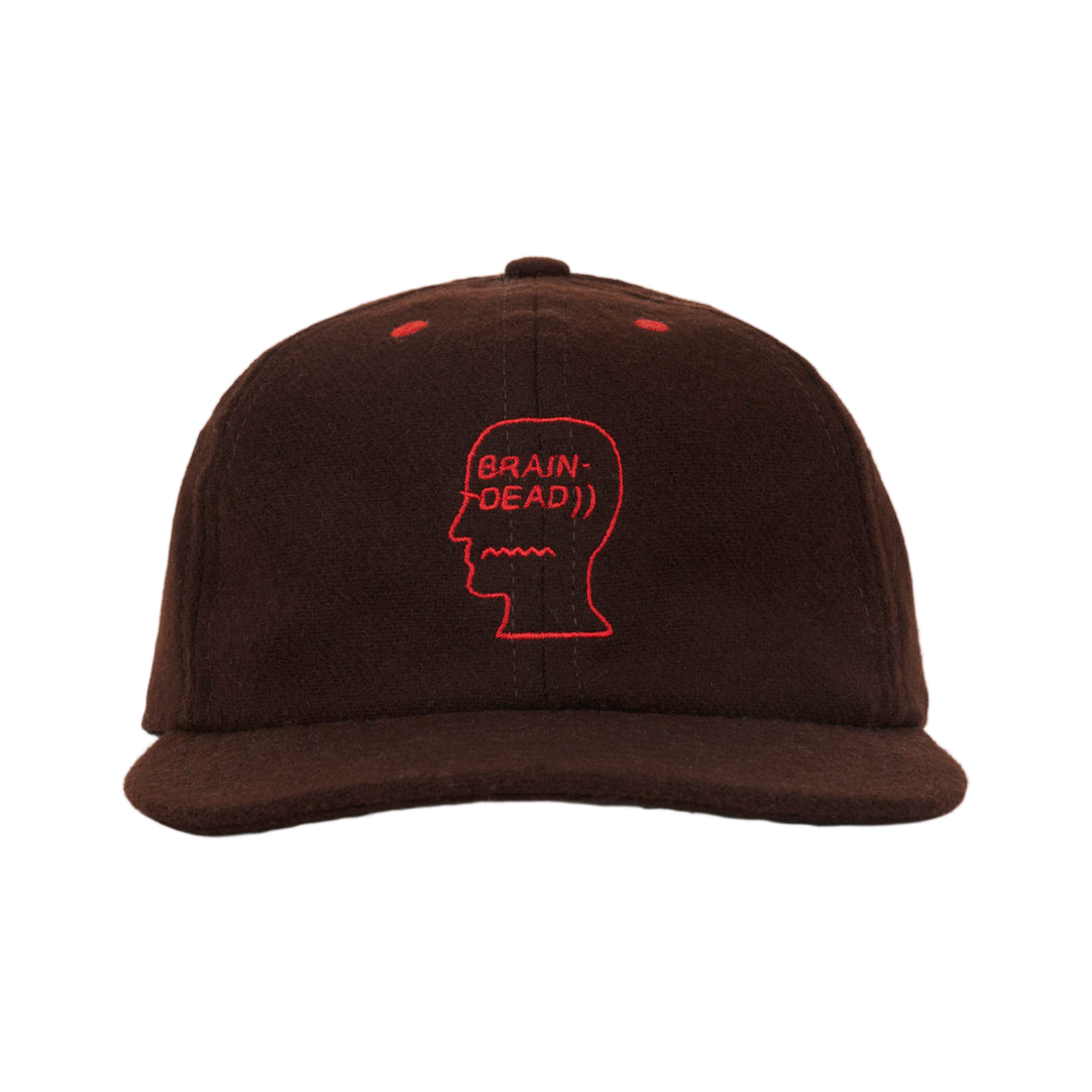 - Brain Dead Flannel Classic Logohead 6 Panel Hat Brown