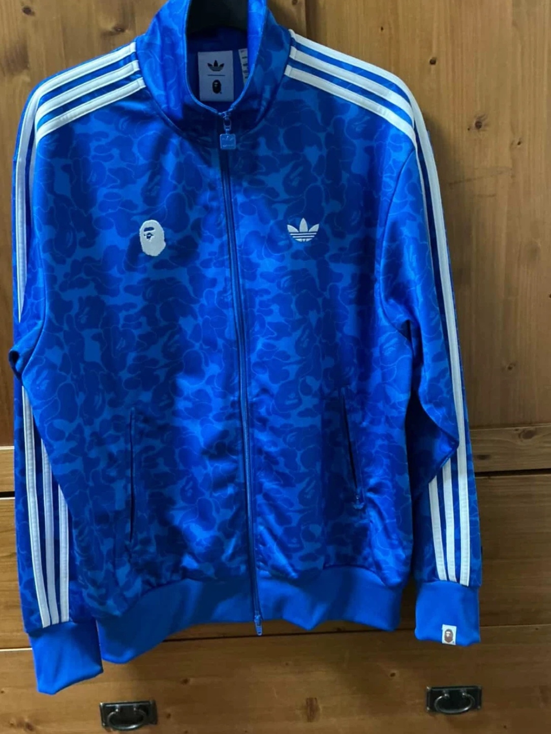 Adidas x BAPE Allover Print Track Top Blue - KR Sizing 착용 스타일