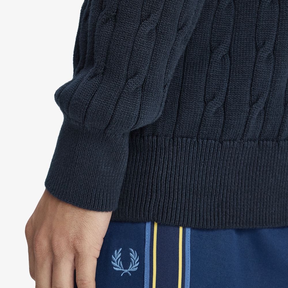 프레드페리 케이블 니트 브이넥 스웨터 네이비(Fred Perry Cable Knit V-Neck Sweater Navy) - 5
