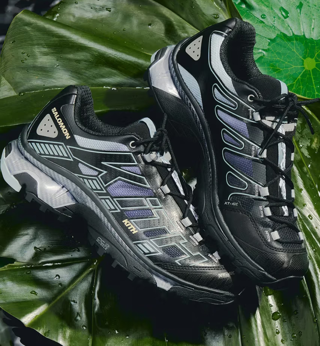 Salomon x Kith XT-4K Black Alloy, Salomon x Kith XT-4K Bright White Ashes of Roses 착용 스타일 - 4