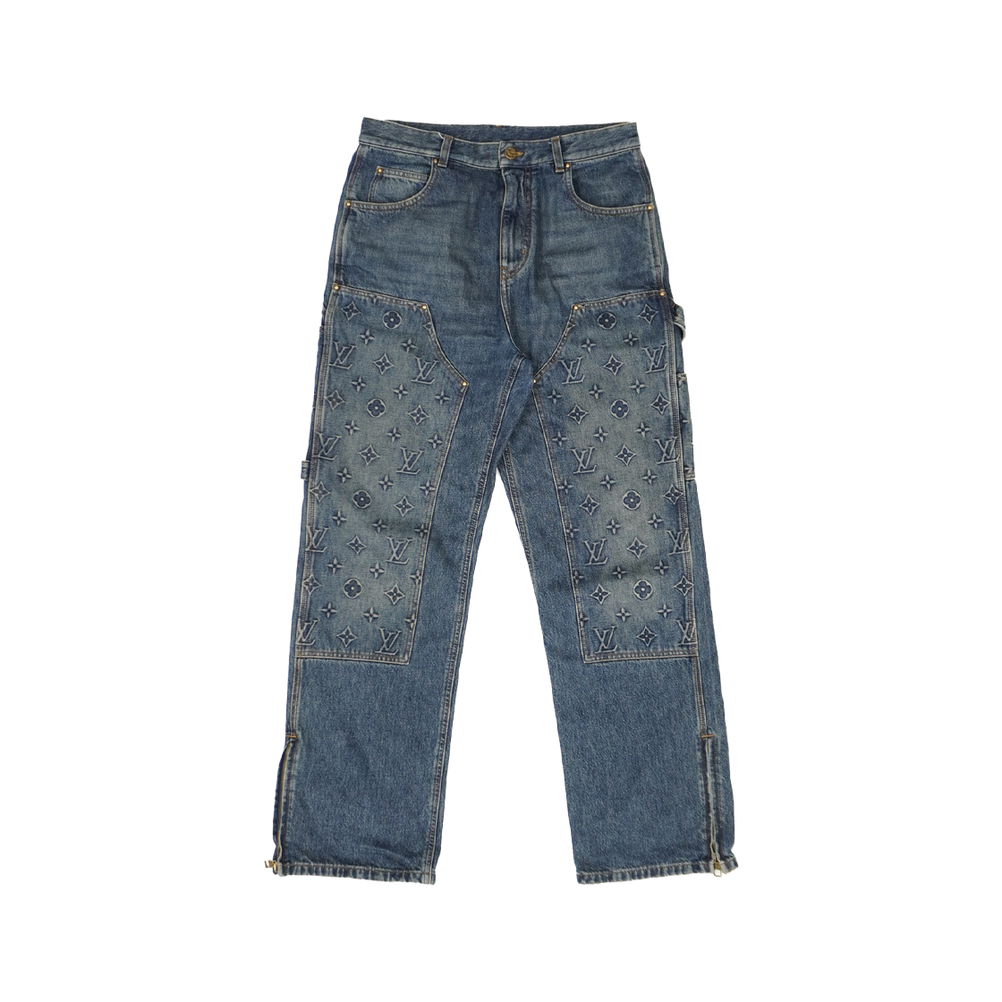 ITG7I2FI4PC9 Louis Vuitton Monogram Detail Carpenter Denim Pants