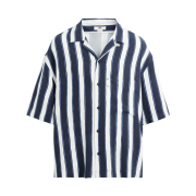 Zara Striped Viscose Shirt Navy White