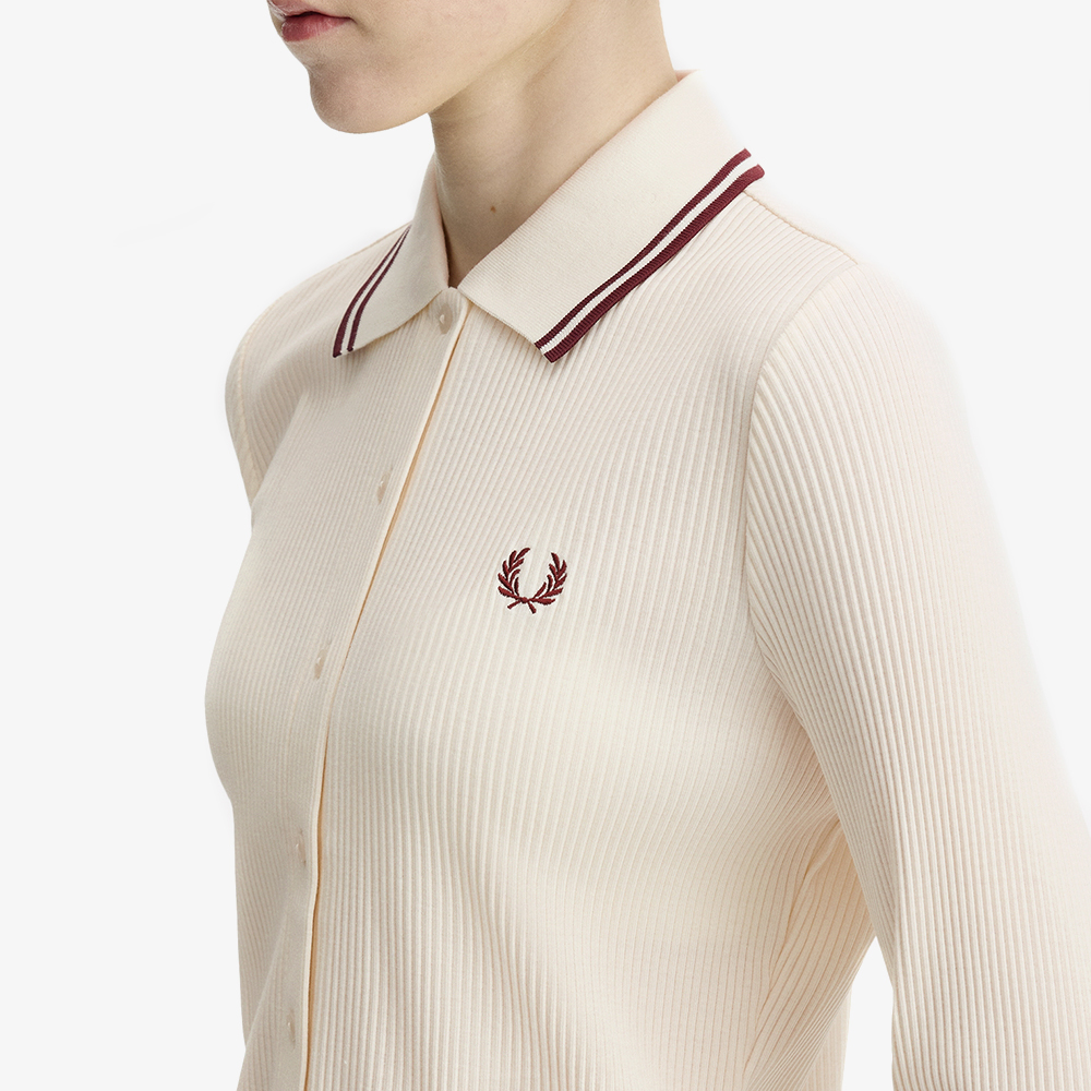 프레드페리 우먼즈 버튼스루 립 폴로 셔츠 에크루(Fred Perry Button-Through Rib Polo Shirt Ecru) - 4