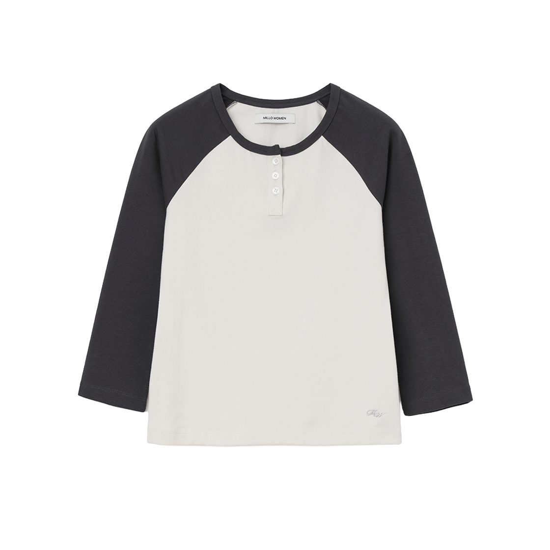 MW282CHA MILLO WOMEN 3/4 Henly Raglan T-Shirts Charcoal