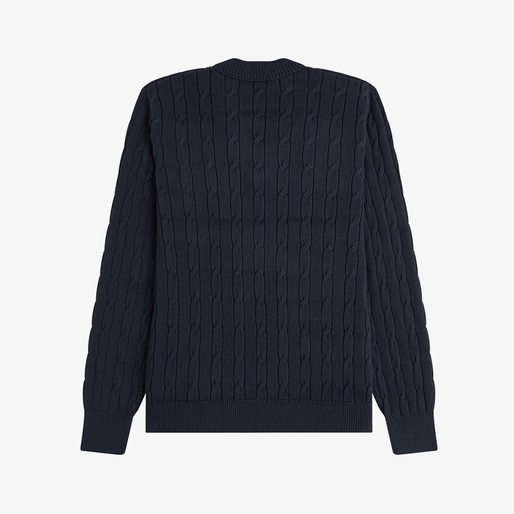 프레드페리 케이블 니트 브이넥 스웨터 네이비(Fred Perry Cable Knit V-Neck Sweater Navy) - 6