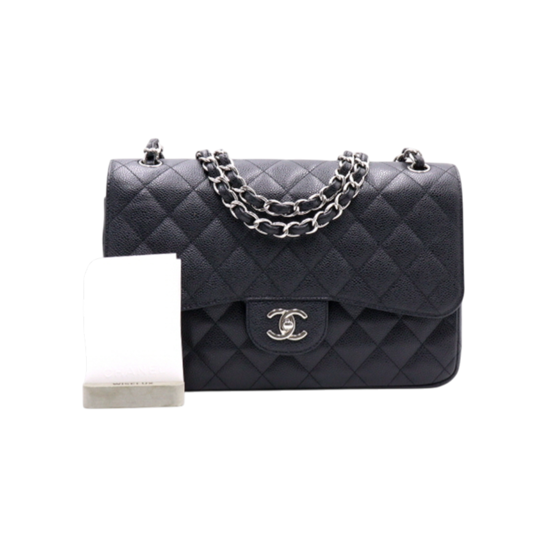 샤넬 A58600 블랙 캐비어 클래식라지 점보 은장체인 숄더백 aa39711(Chanel A58600 Black Caviar Classic Large Jumbo Silver Chain Shoulder Bag)