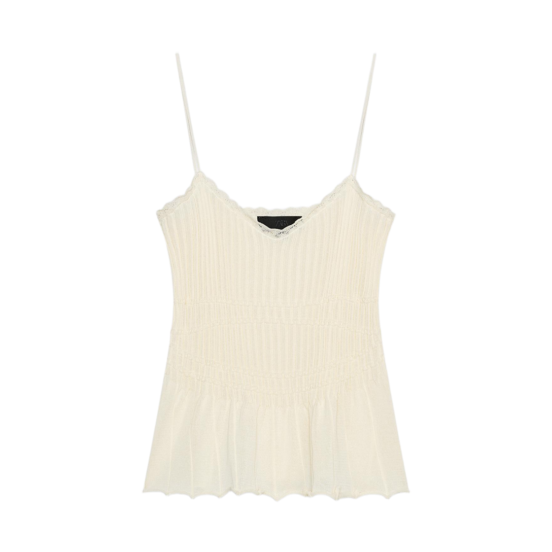 (W) 자라 립드 니트 탑 라이트 베이지