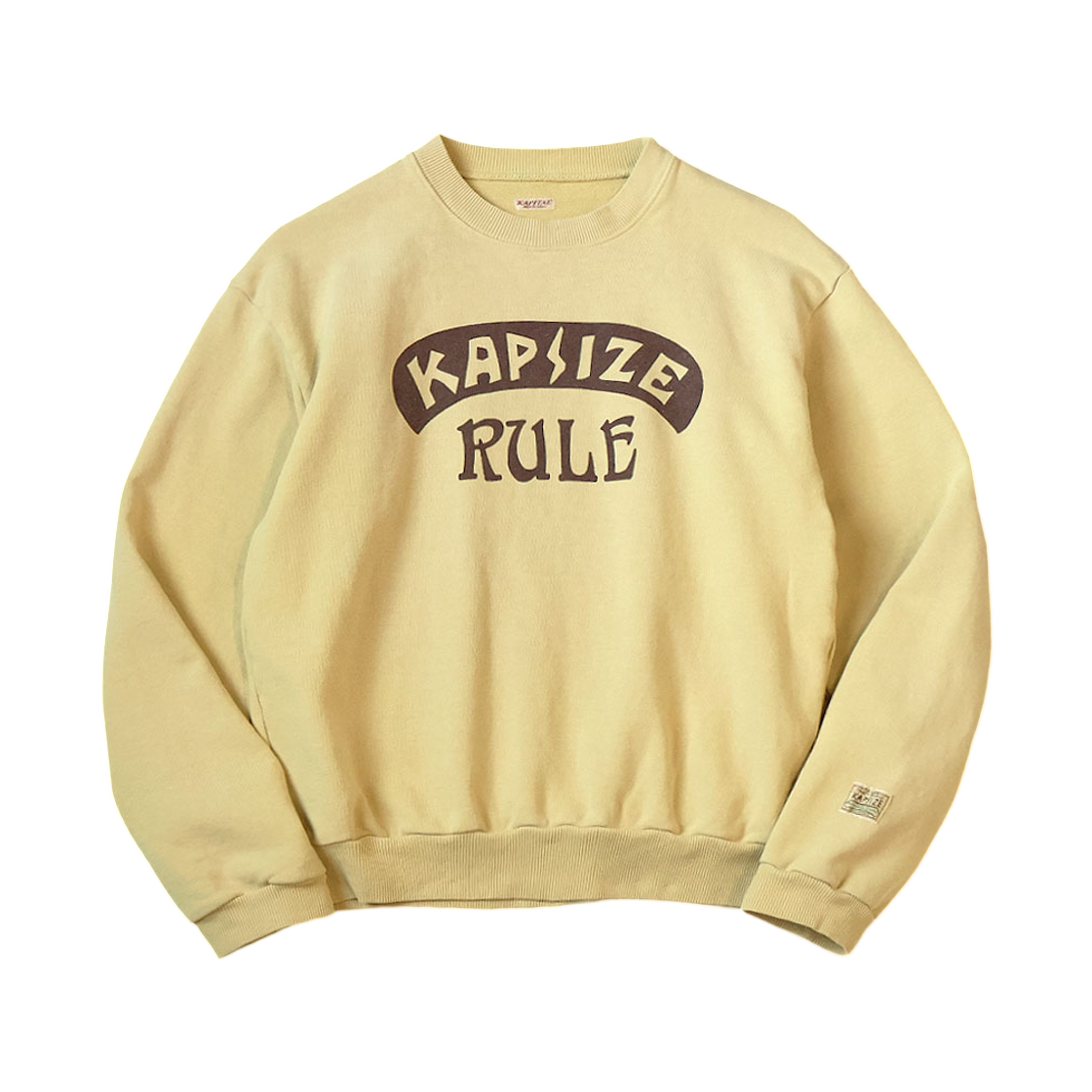 K2511LC160 Kapital Kapsize Rule Pt Fleece Crew Sweatshirt Light Yellow