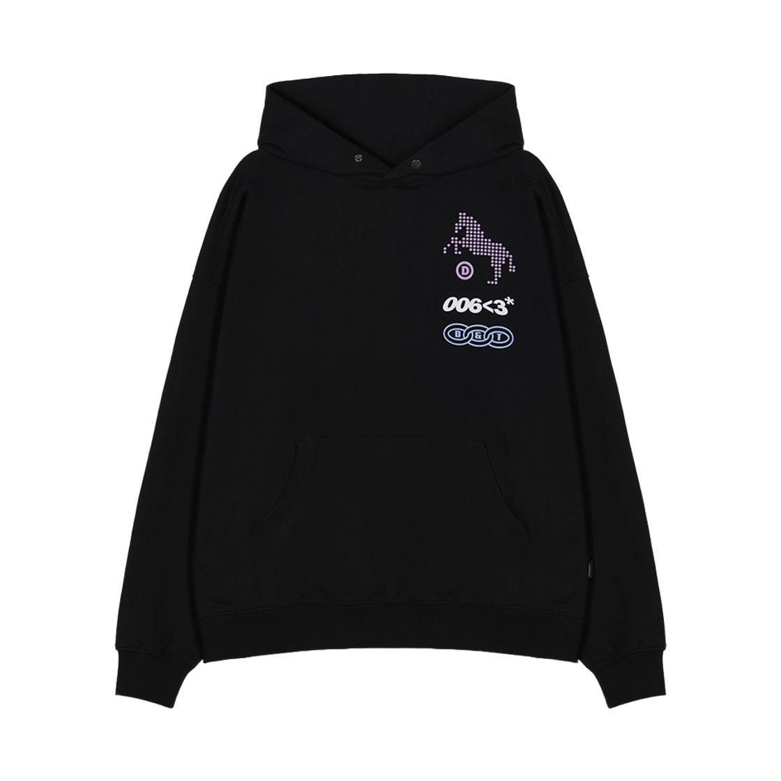 도미넌트 디앤티 홀스 그래픽 후드 블랙(Dominant D&T Horse Graphic Hoodie Black)