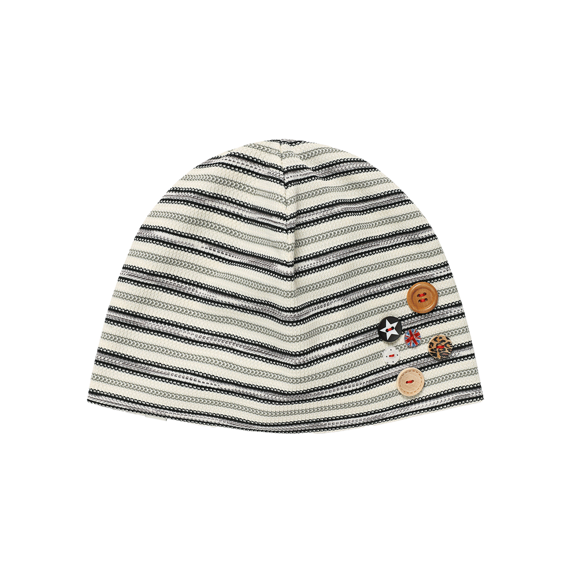 카비시 스트라이프 버튼 비니(CAVISH Striped Button Beanie Ivory)