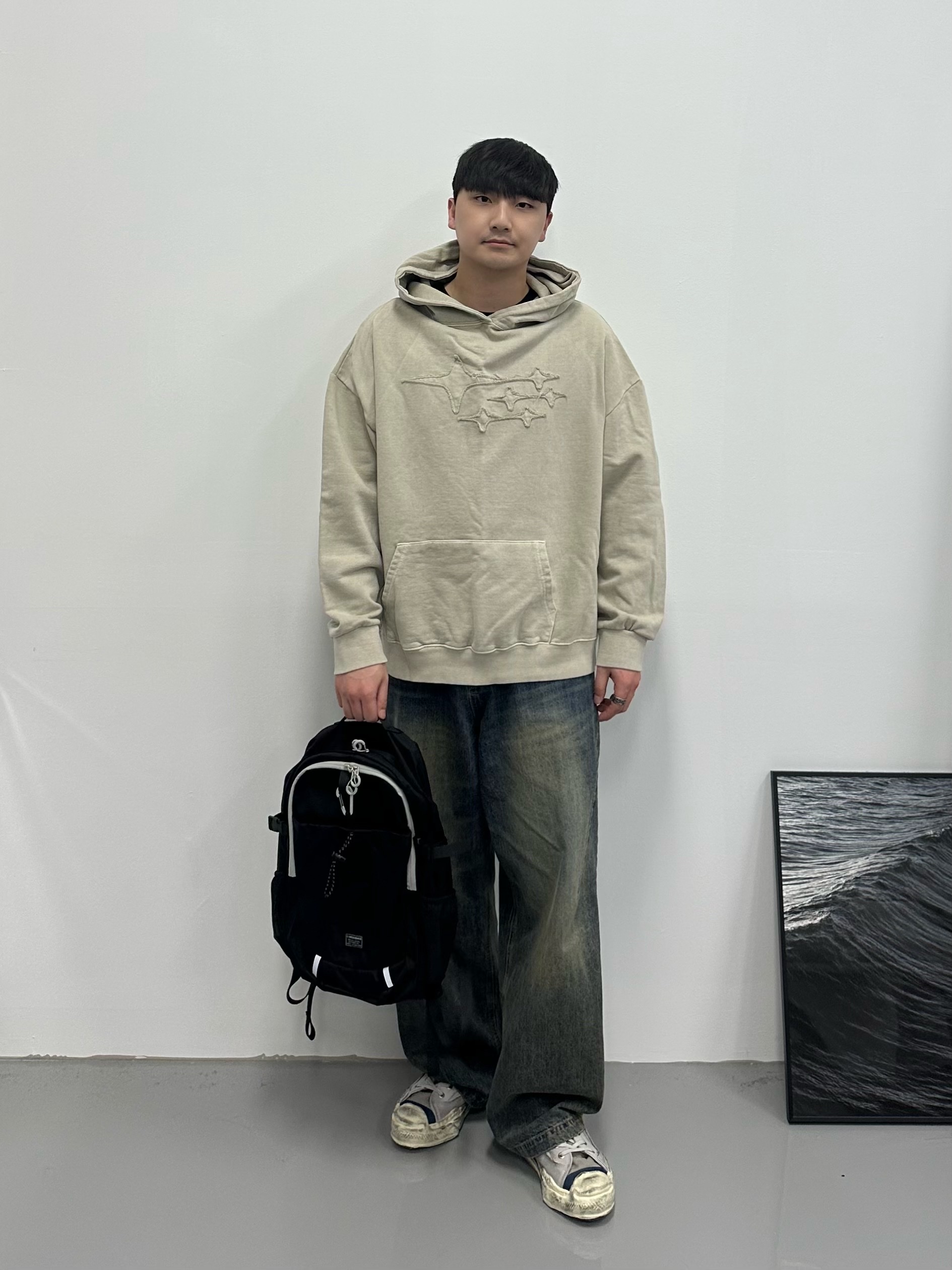Maison Mihara Yasuhiro Blakey OG Sole Canvas Low-top Sneakers Grey 착용 스타일 - 1