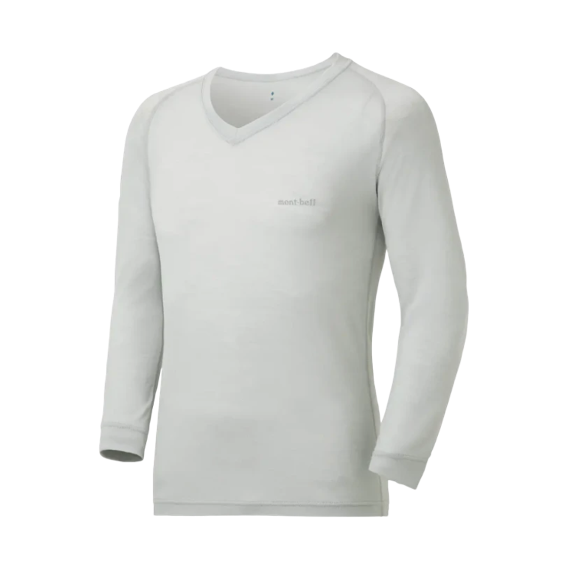 1107658 Montbell Super Merino Wool Middle Weight V-Neck Shirt Light Silver
