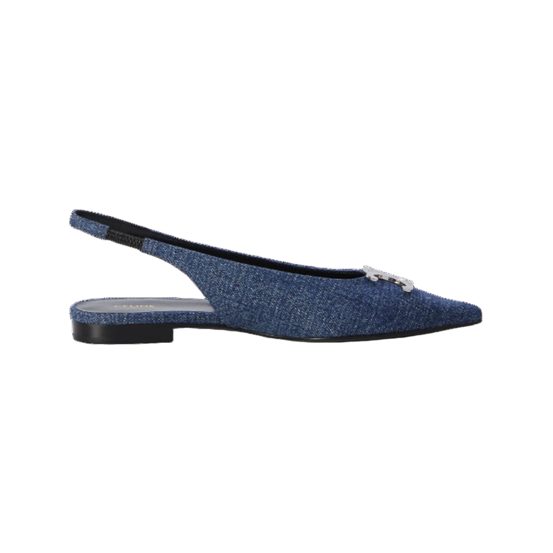 358015022C 07BL 25S [15% 쿠폰] (W) Celine Alma Triomphe Denim Slingback Blue