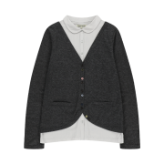 COYSEIO Layered Shirt Cardigan Dark Grey