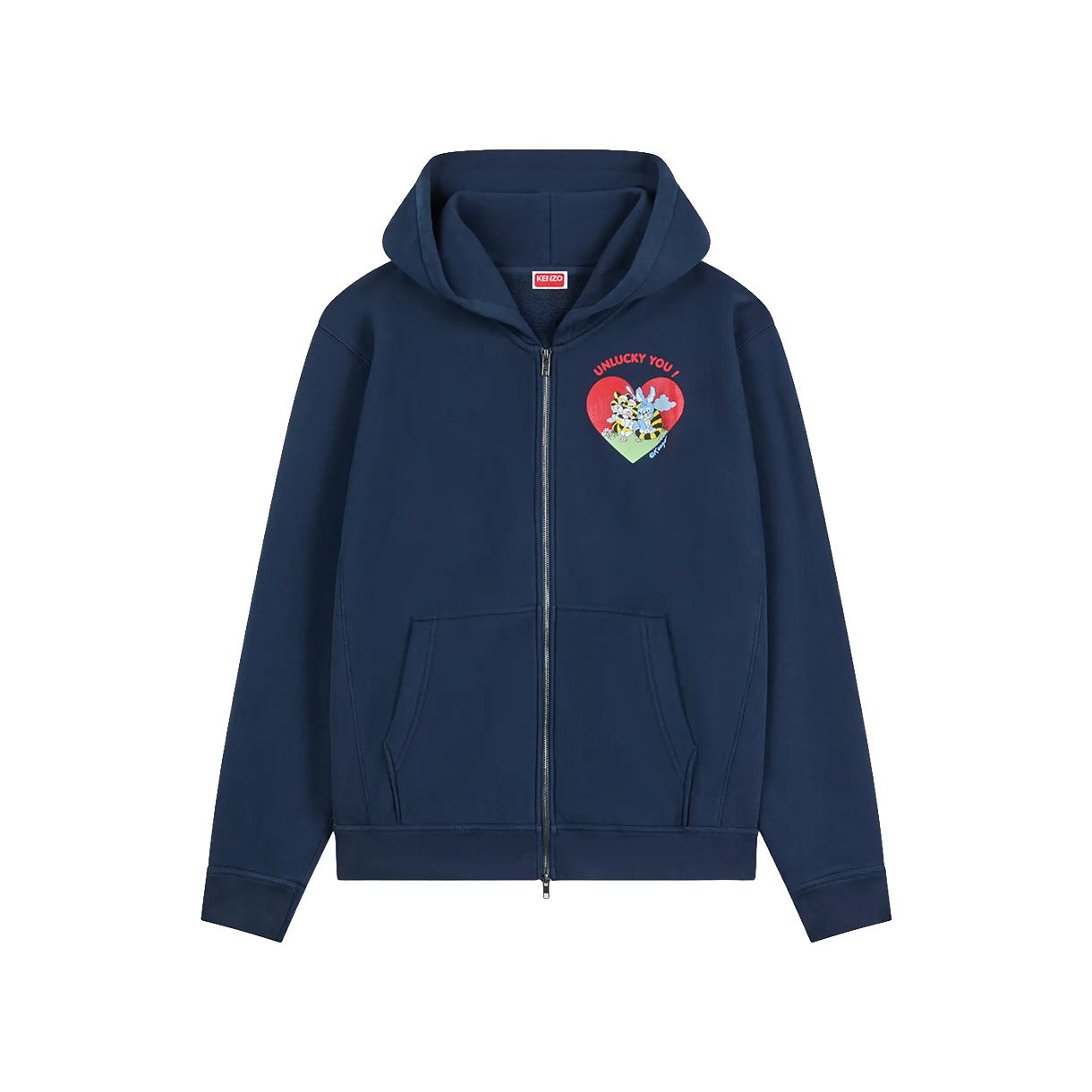 겐조 카툰 집업 후디 네이비 블루 - 26SS(Kenzo Cartoon Zip Up Hoodie Navy Blue - 26SS)