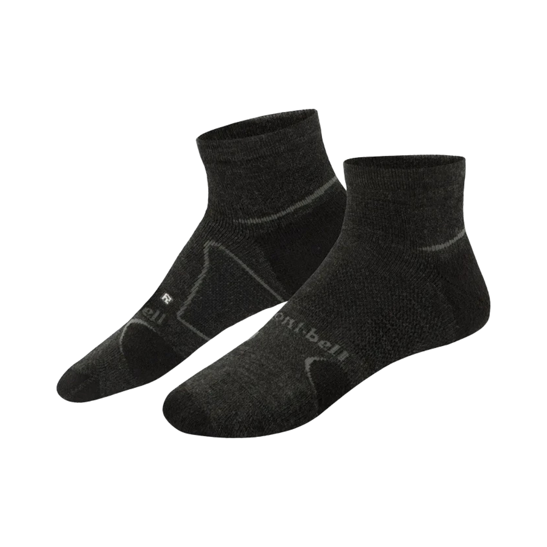 1108899 Montbell Merino Wool Supportec Trekking Short Socks Dark Charcoal