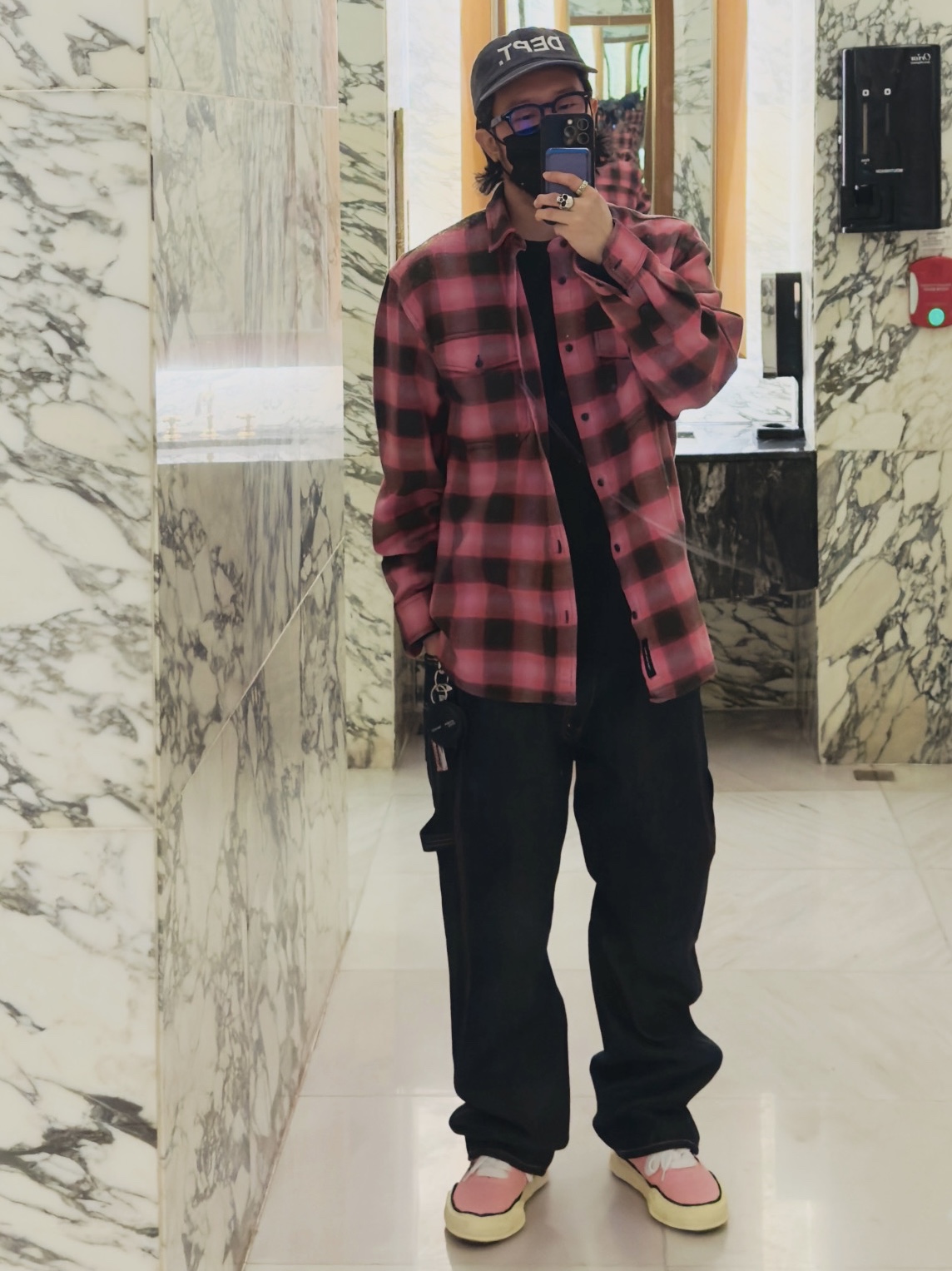 Gallery Dept. Dept. Hat Black, Maison Mihara Yasuhiro Baker OG Sole OD Canvas Low-top Sneakers Pink 착용 스타일