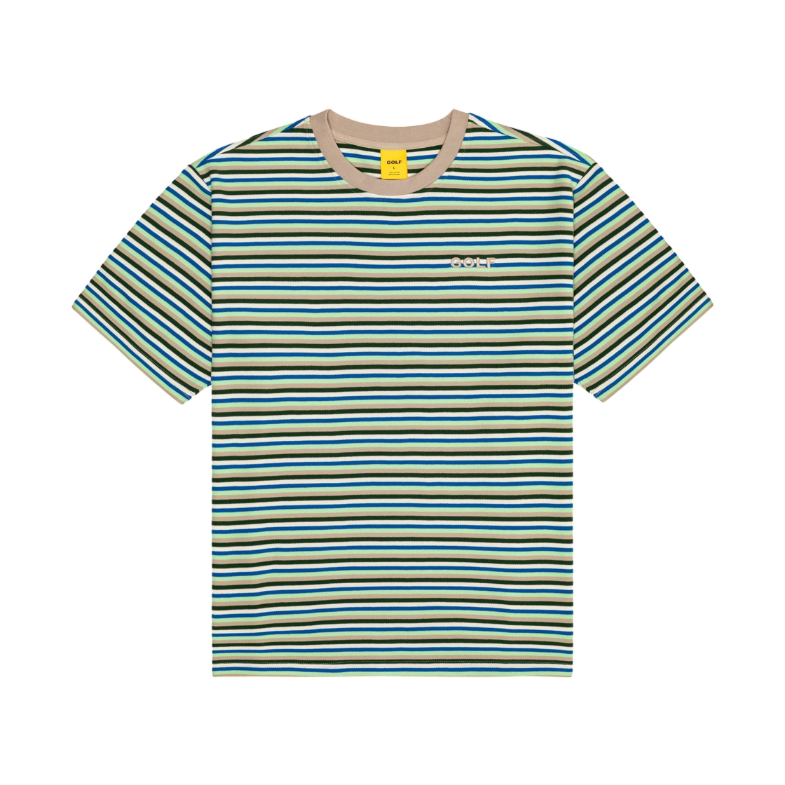 골프왕 스트라이프 티셔츠 그린 멀티(Golf Wang Striped T-Shirt Green Multi)