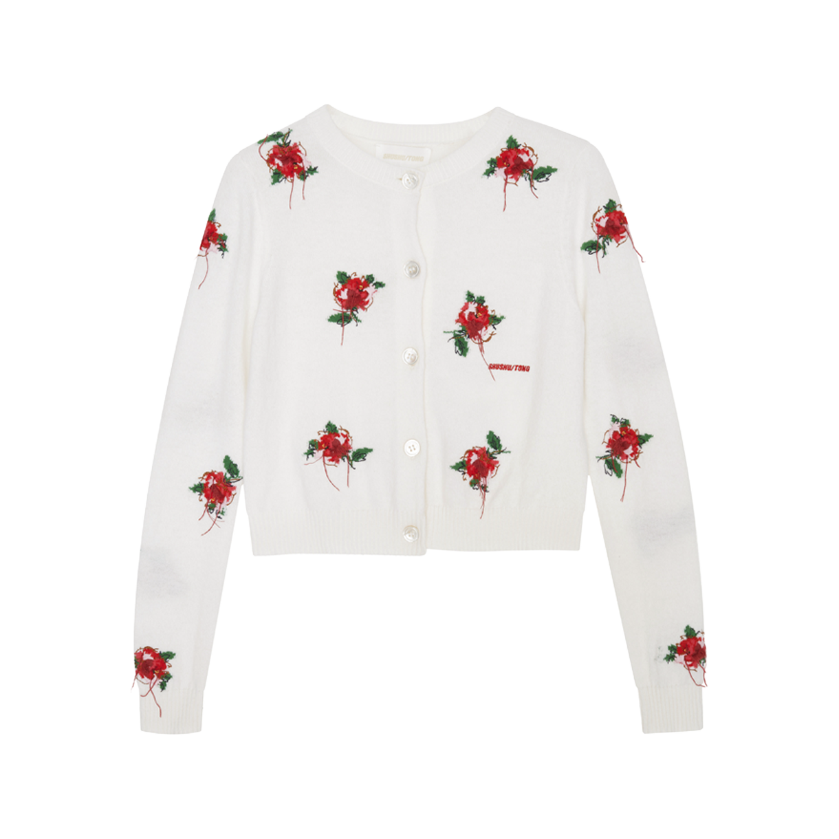 KW6BKNCSH16WT Shushu/Tong Women Threadwork Knit Cardigan White - 26SS