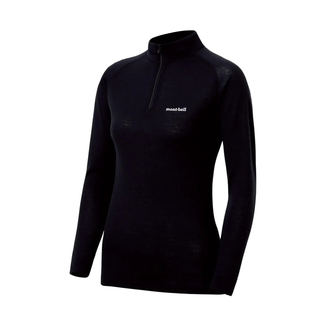 1107657 (W) Montbell Super Merino Wool Middle Weight High Neck Shirt Black