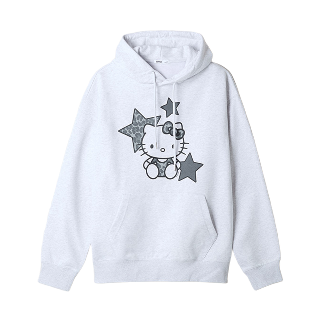 스파오 x 헬로 키티 후드 스웨트셔츠 라이트 멜란지 그레이(Spao x Hello Kitty Hooded Sweatshirts Light Melange Gray) - 1