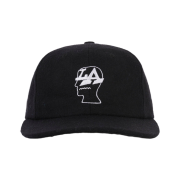 Brain Dead Wool Flannel LA Logo Head 6 Panel Hat Black
