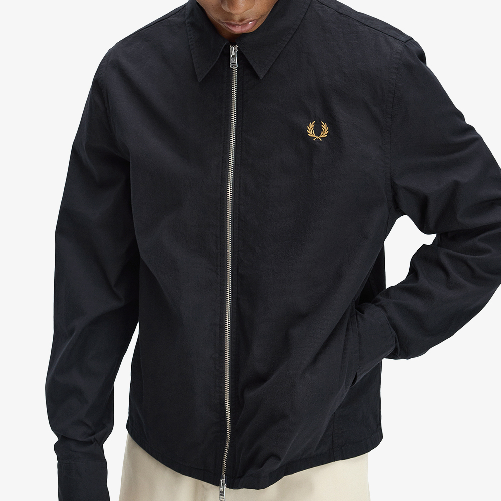 프레드페리 시어서커 집 스루 오버셔츠 블랙(Fred Perry Seersucker Zip Through Overshirt Black) - 4