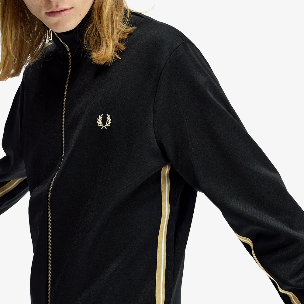 프레드페리 스트라이프 테잎 트랙 재킷 블랙 샴페인(Fred Perry Stripe Tape Track Jacket Black Champagne) - 4