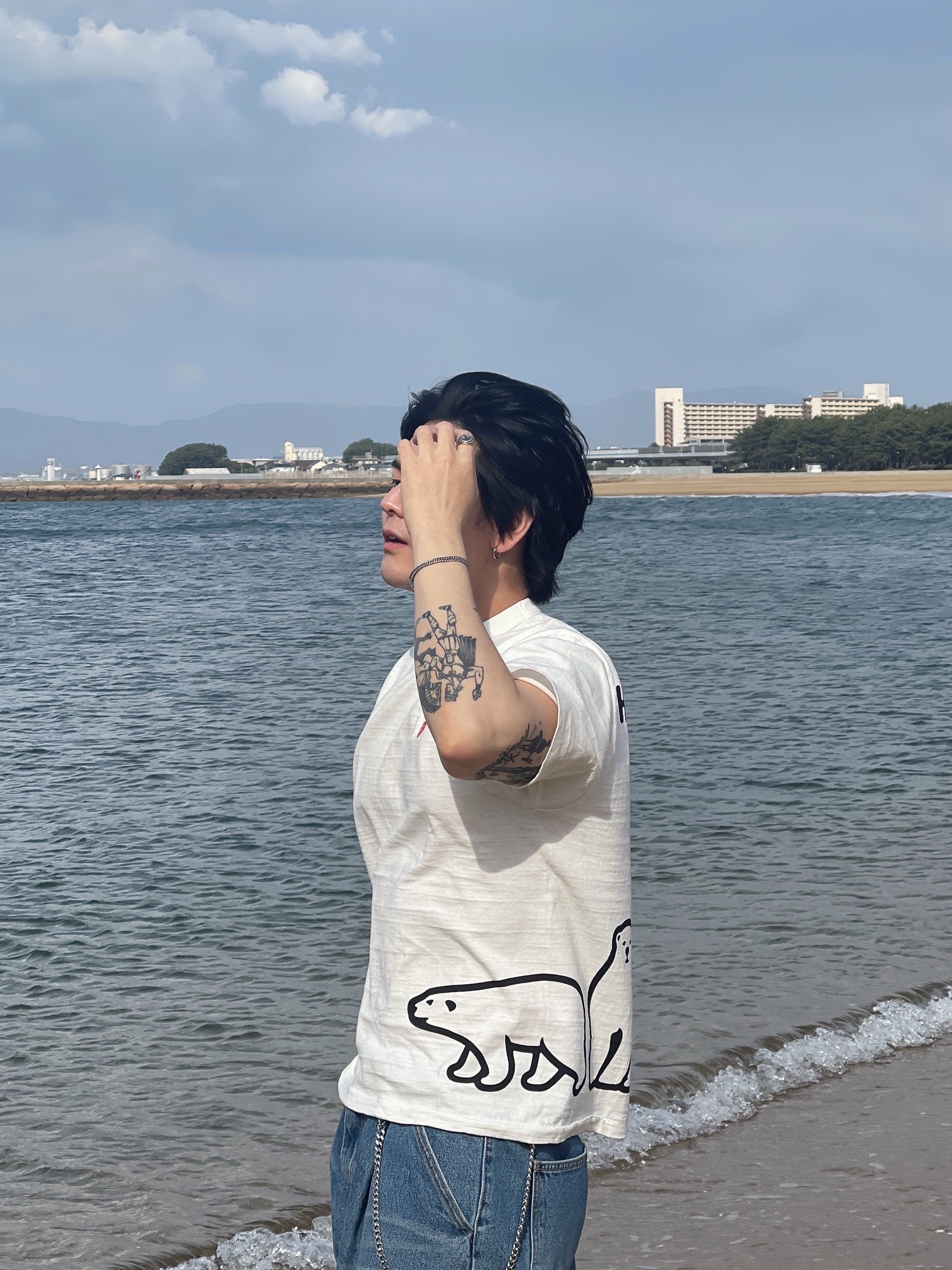 Human Made Graphic T-Shirt White, Onitsuka Tiger Mexico 66 SD White Directoire Blue 착용 스타일 - 3