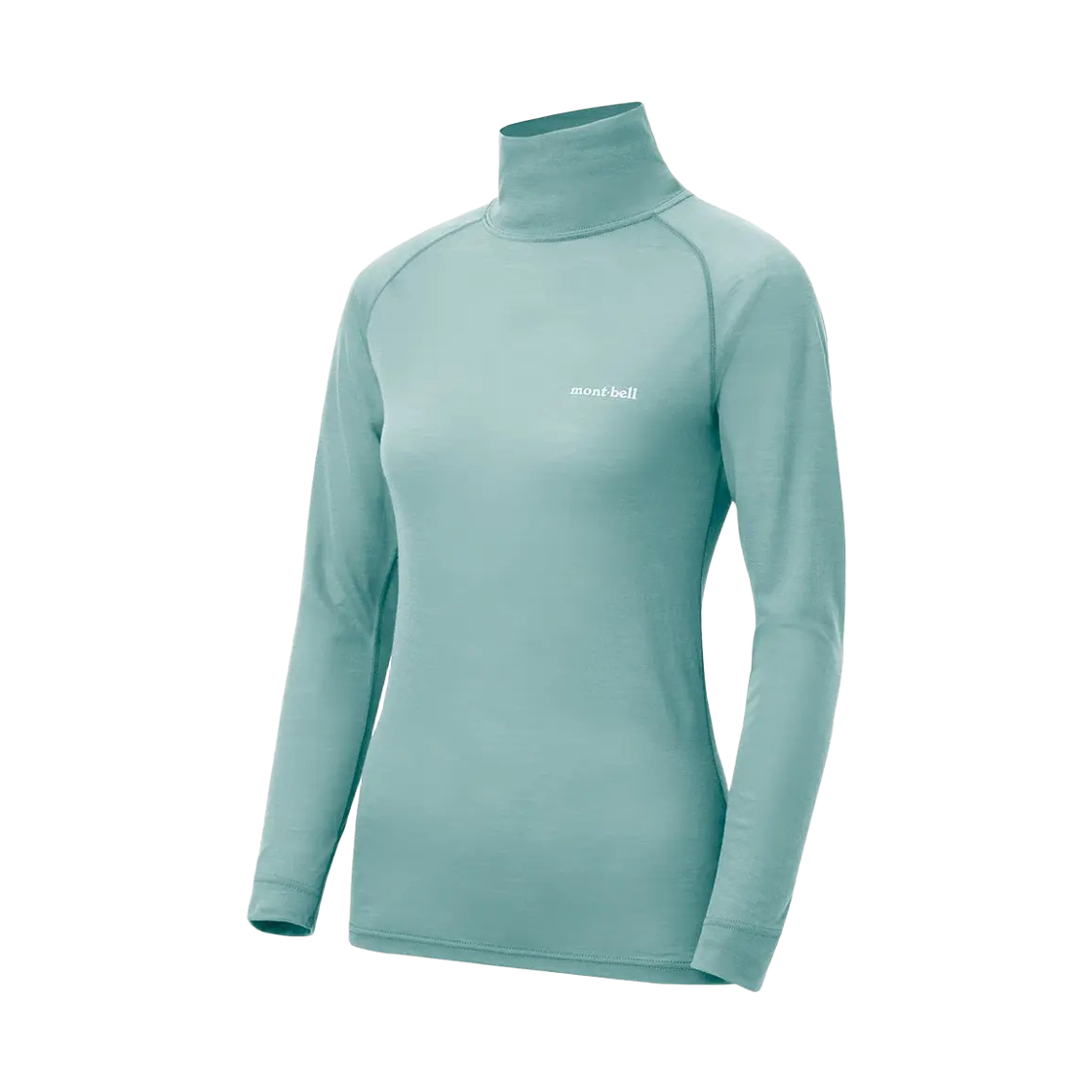 1107664 (W) Montbell Super Merino Wool Light Weight Turtleneck Shirt Light Blue