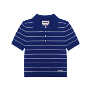 Shushu/Tong Women Striped Knit Polo Shirt Navy Blue - 26SS